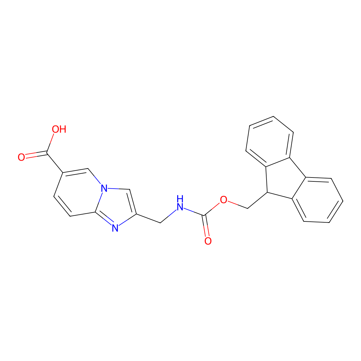2-[({[(9H-fluoren-9-yl)methoxy]carbonyl}amino)methyl]imidazo[1,2-a]pyridine-6-carboxylic acid molecular structure, CAS 2384299-91-4