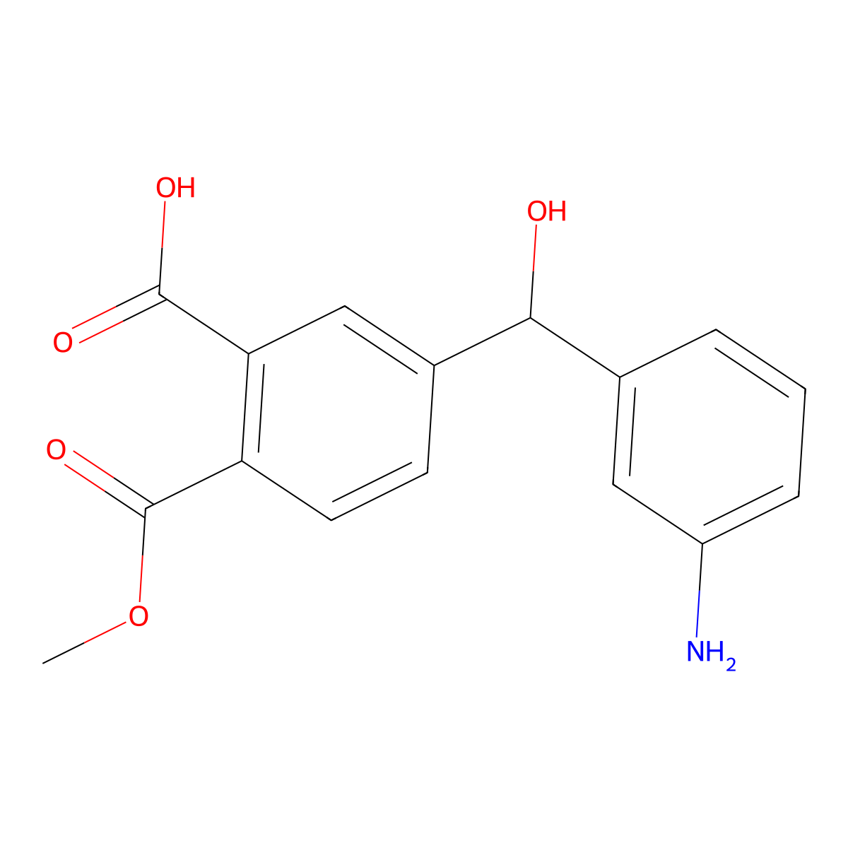 1,2-Benzenedicarboxylic acid, 4-[(3-aminophenyl)hydroxymethyl]-, 1-methyl ester molecular structure, CAS 23843-86-9
