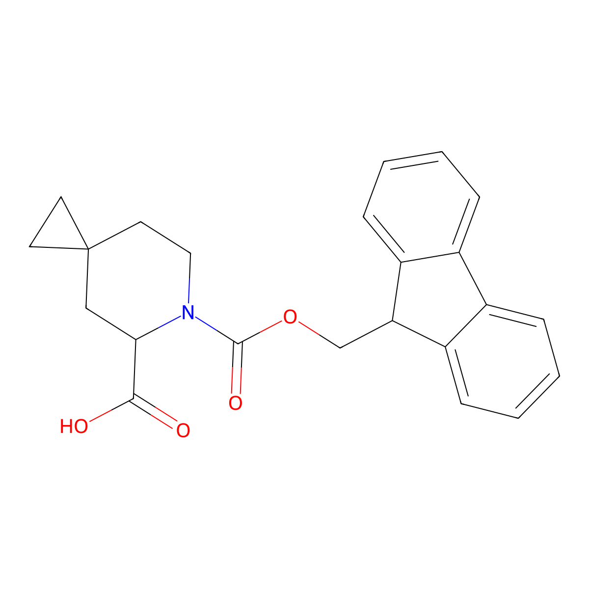 6-{[(9H-fluoren-9-yl)methoxy]carbonyl}-6-azaspiro[2.5]octane-5-carboxylic acid molecular structure, CAS 2384309-26-4