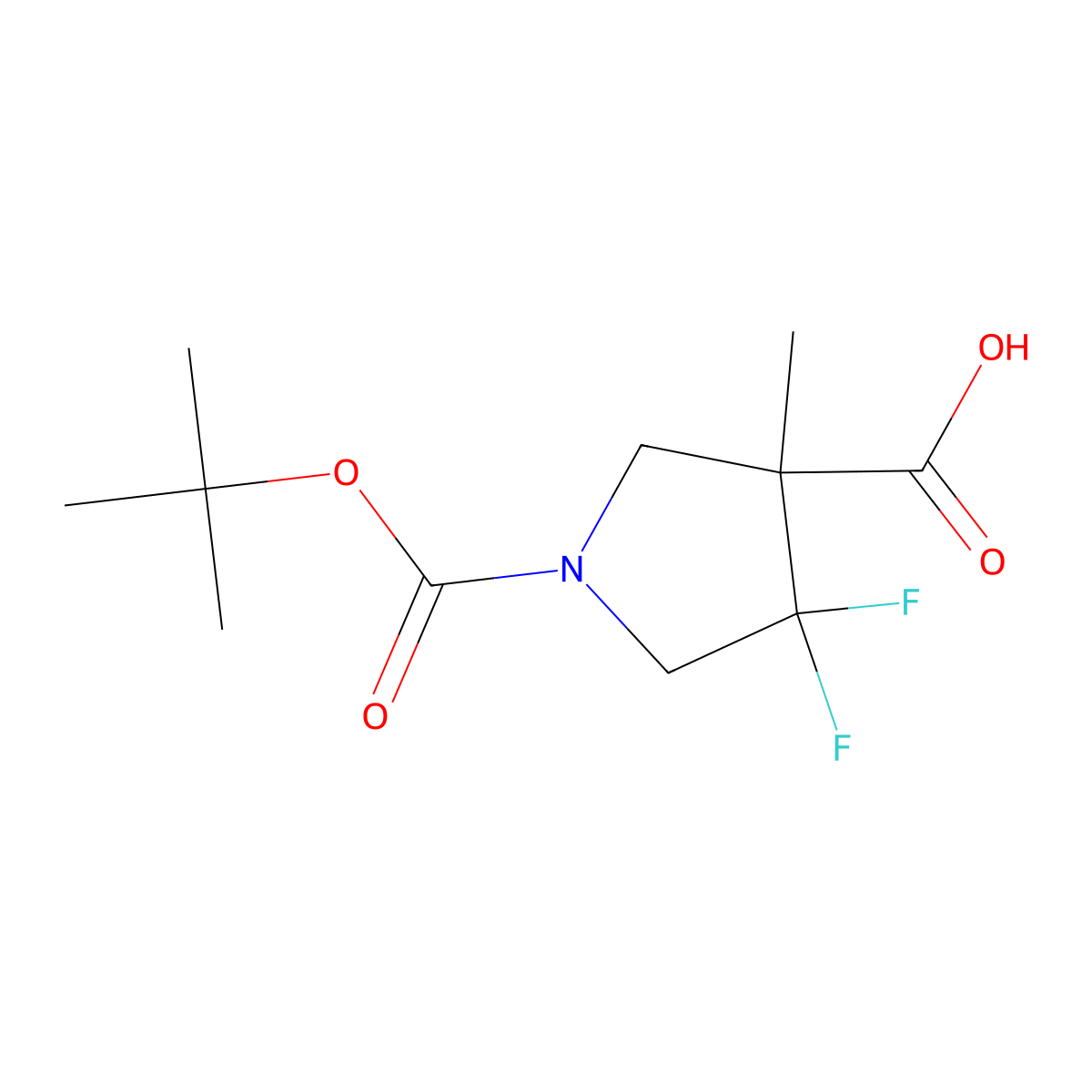 1-[(Tert-butoxy)carbonyl]-4,4-difluoro-3-methylpyrrolidine-3-carboxylic acid molecular structure, CAS 2384311-75-3