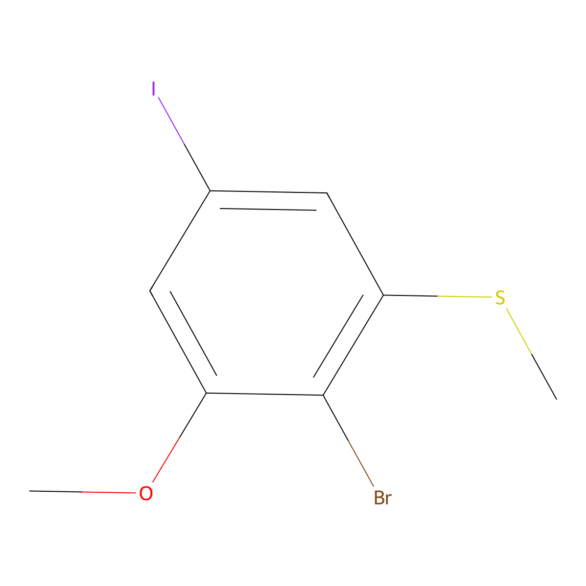 (2-Bromo-5-iodo-3-methoxyphenyl)(methyl)sulfane molecular structure, CAS 2384313-54-4