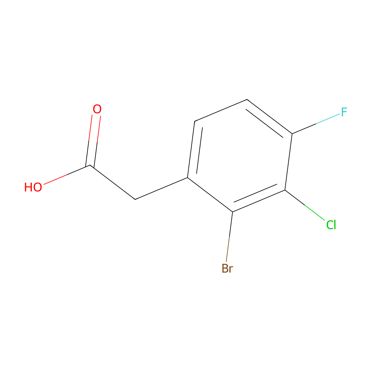 2-(2-Bromo-3-chloro-4-fluorophenyl)acetic acid molecular structure, CAS 2384318-64-1