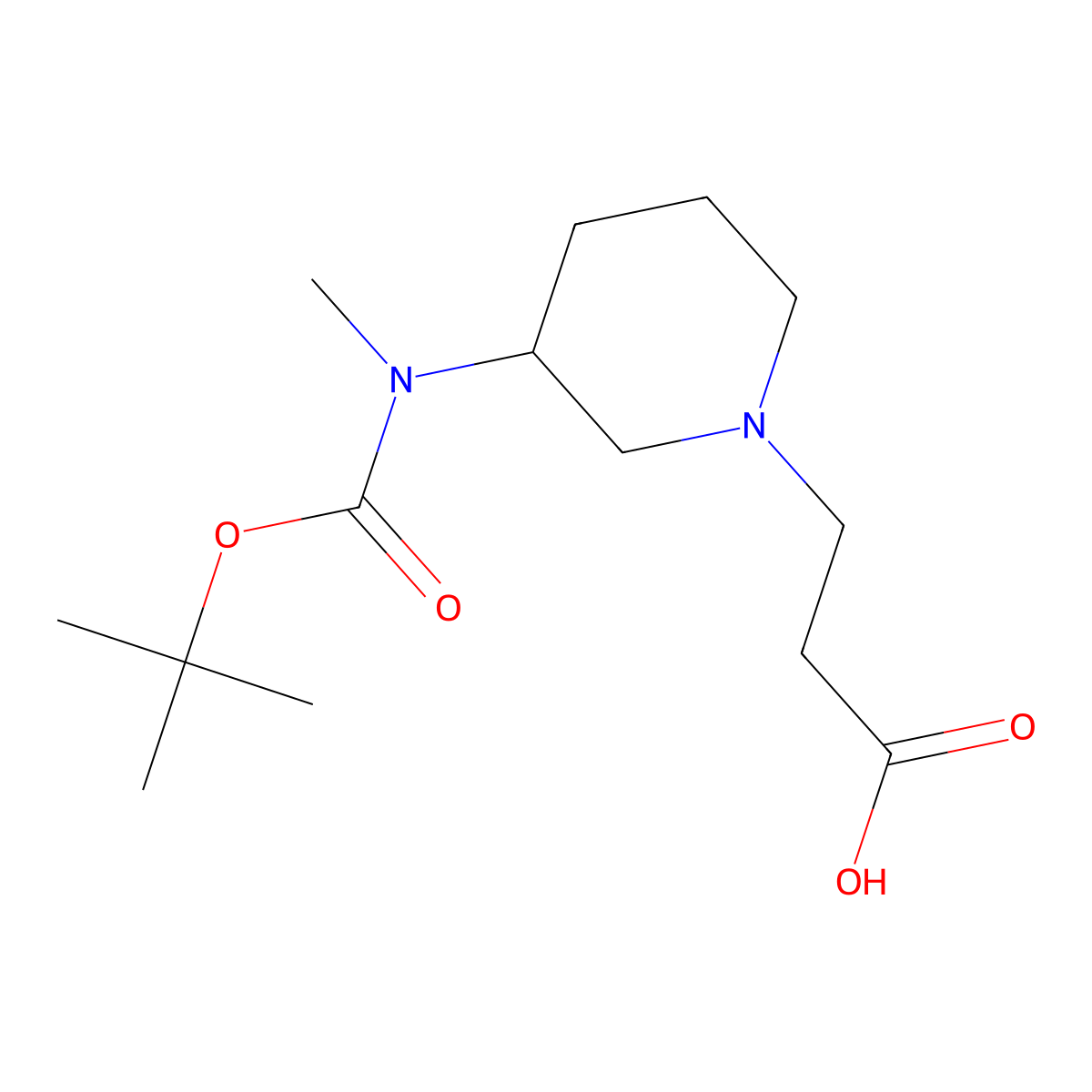 3-(3-{[(Tert-butoxy)carbonyl](methyl)amino}piperidin-1-yl)propanoic acid molecular structure, CAS 2384322-06-7