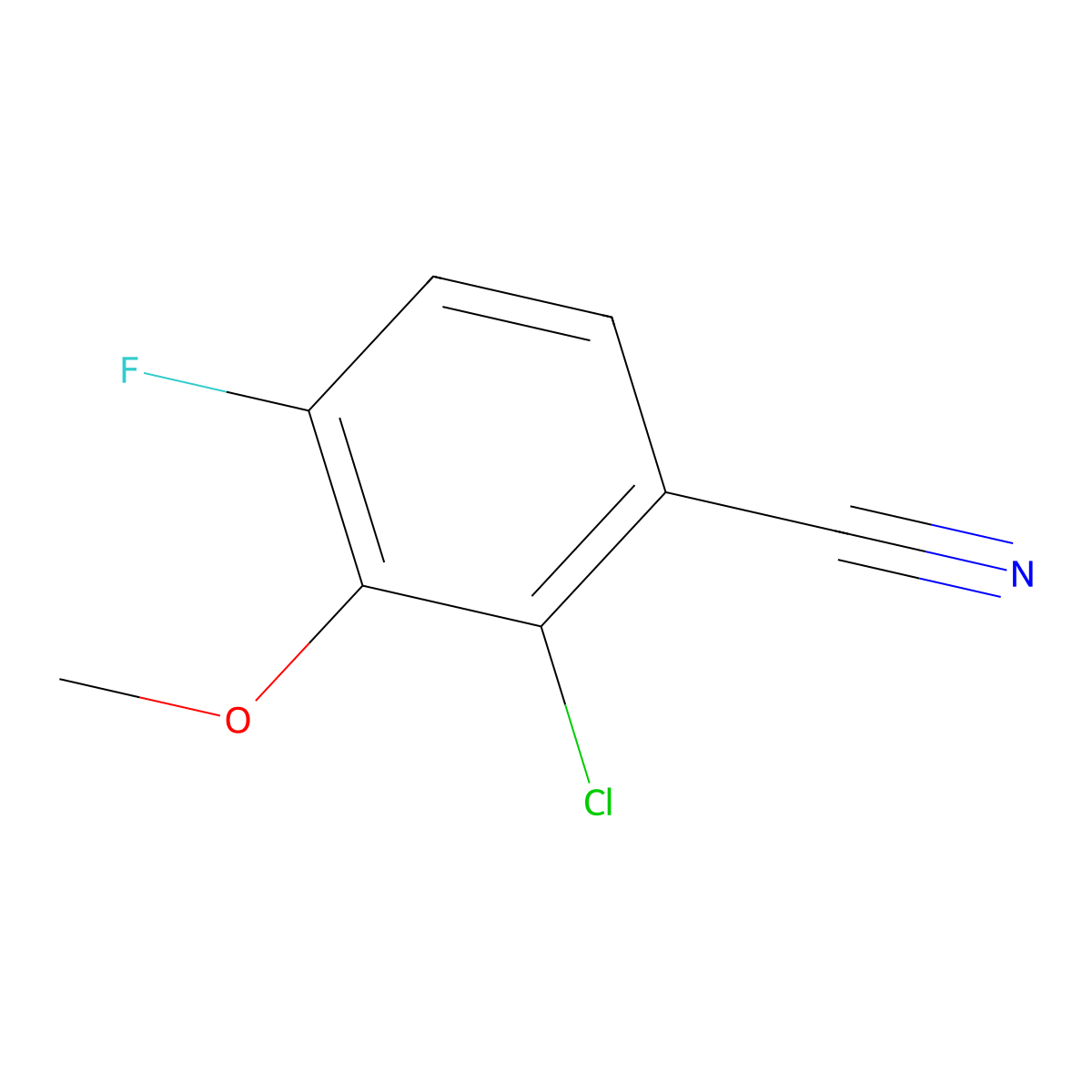 2-Chloro-4-fluoro-3-methoxybenzonitrile molecular structure, CAS 2384323-56-0