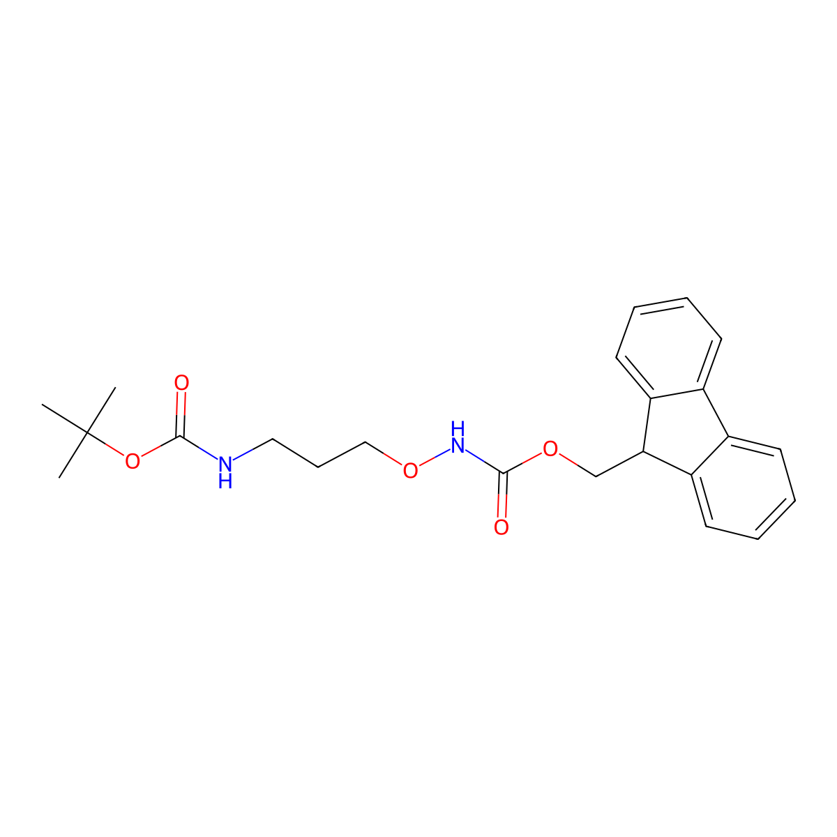 (9H-fluoren-9-yl)methyl N-(3-{[(tert-butoxy)carbonyl]amino}propoxy)carbamate molecular structure, CAS 2384329-02-4