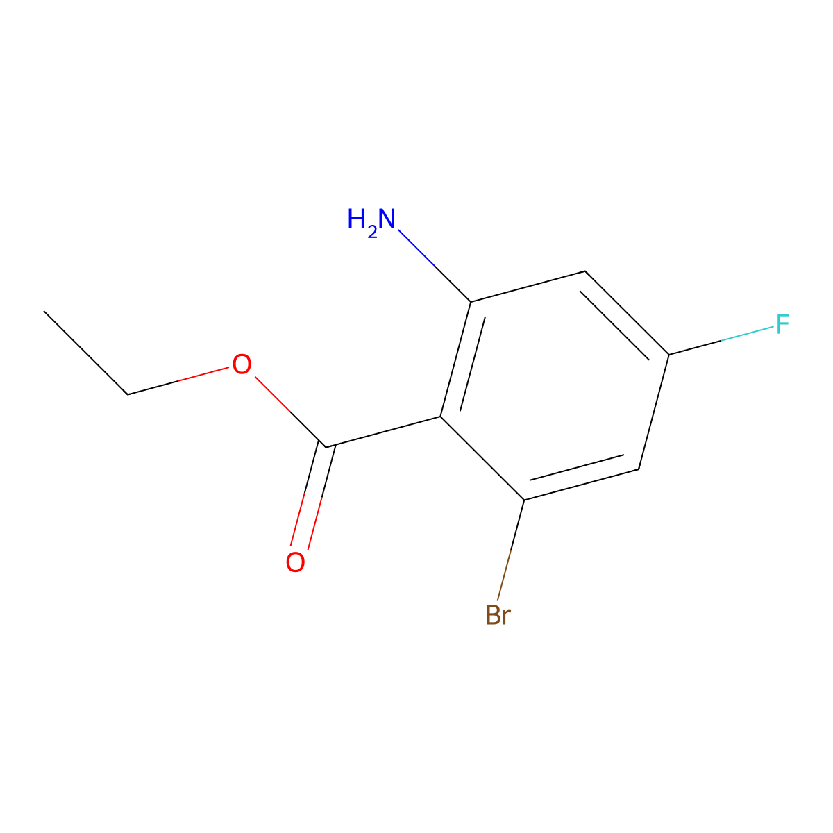 Ethyl 2-amino-6-bromo-4-fluorobenzoate molecular structure, CAS 2384337-22-6