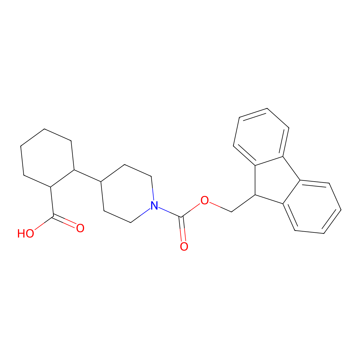 2-(1-{[(9H-fluoren-9-yl)methoxy]carbonyl}piperidin-4-yl)cyclohexane-1-carboxylic acid molecular structure, CAS 2384338-47-8