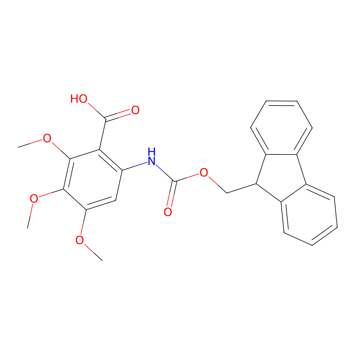 6-({[(9H-fluoren-9-yl)methoxy]carbonyl}amino)-2,3,4-trimethoxybenzoic acid molecular structure, CAS 2384344-86-7