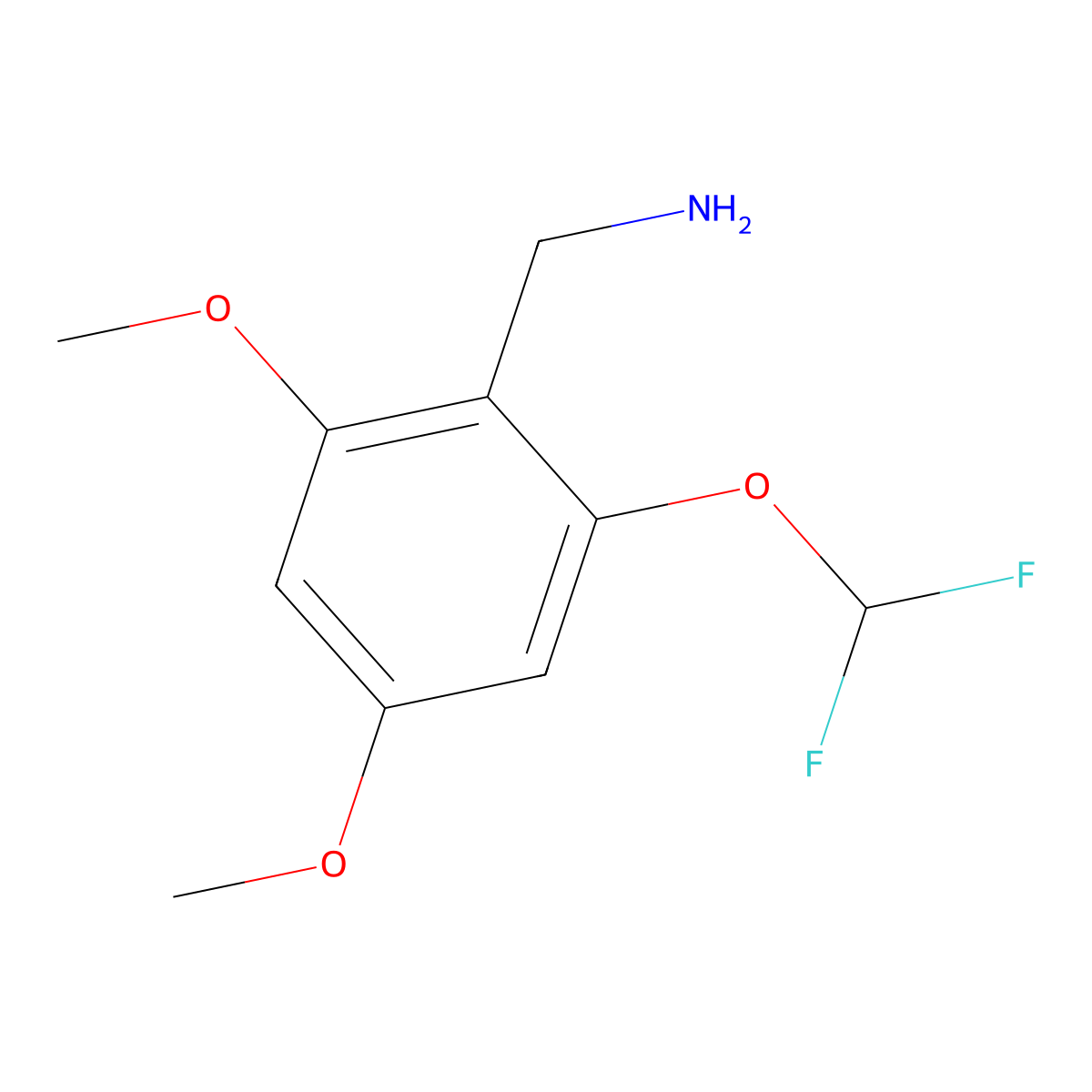 1-[2-(Difluoromethoxy)-4,6-dimethoxyphenyl]methanamine molecular structure, CAS 2384345-68-8