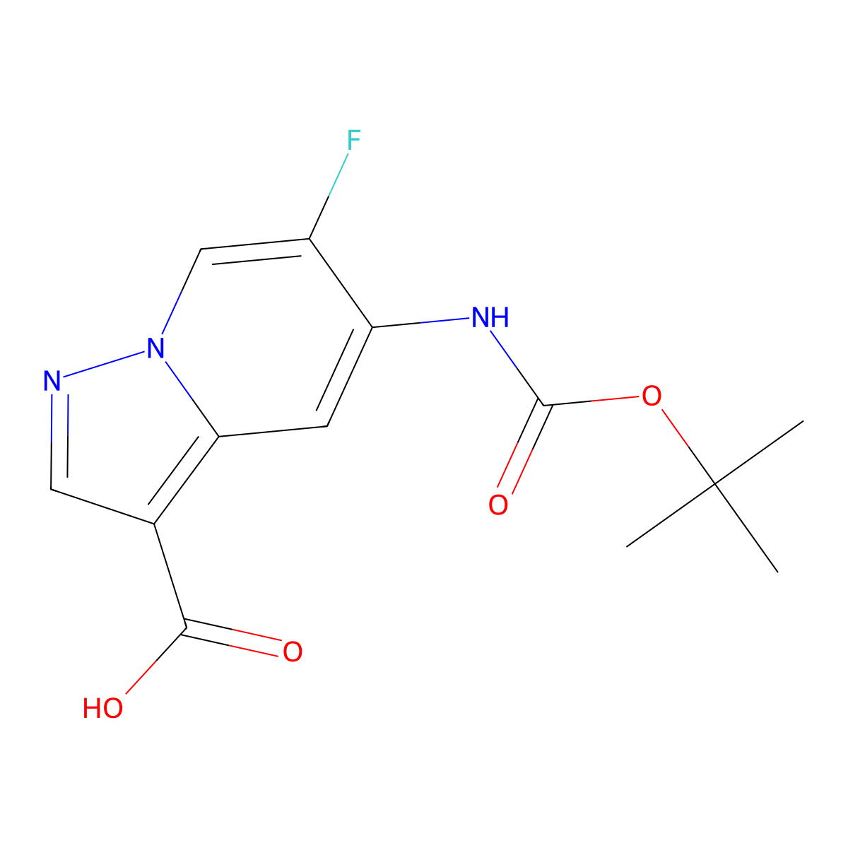 5-{[(Tert-butoxy)carbonyl]amino}-6-fluoropyrazolo[1,5-a]pyridine-3-carboxylic acid molecular structure, CAS 2384350-27-8