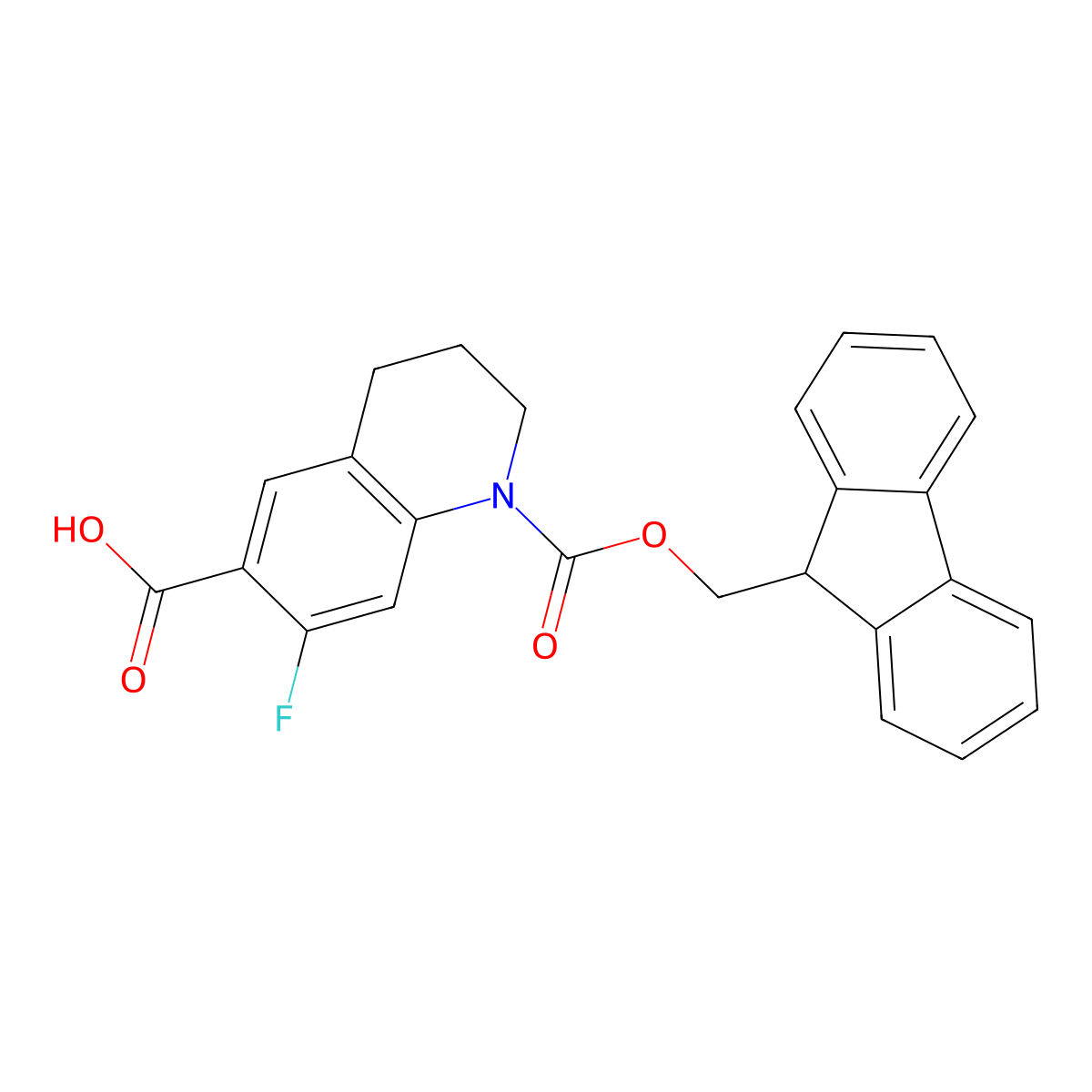 1-{[(9H-fluoren-9-yl)methoxy]carbonyl}-7-fluoro-1,2,3,4-tetrahydroquinoline-6-carboxylic acid molecular structure, CAS 2384355-23-9