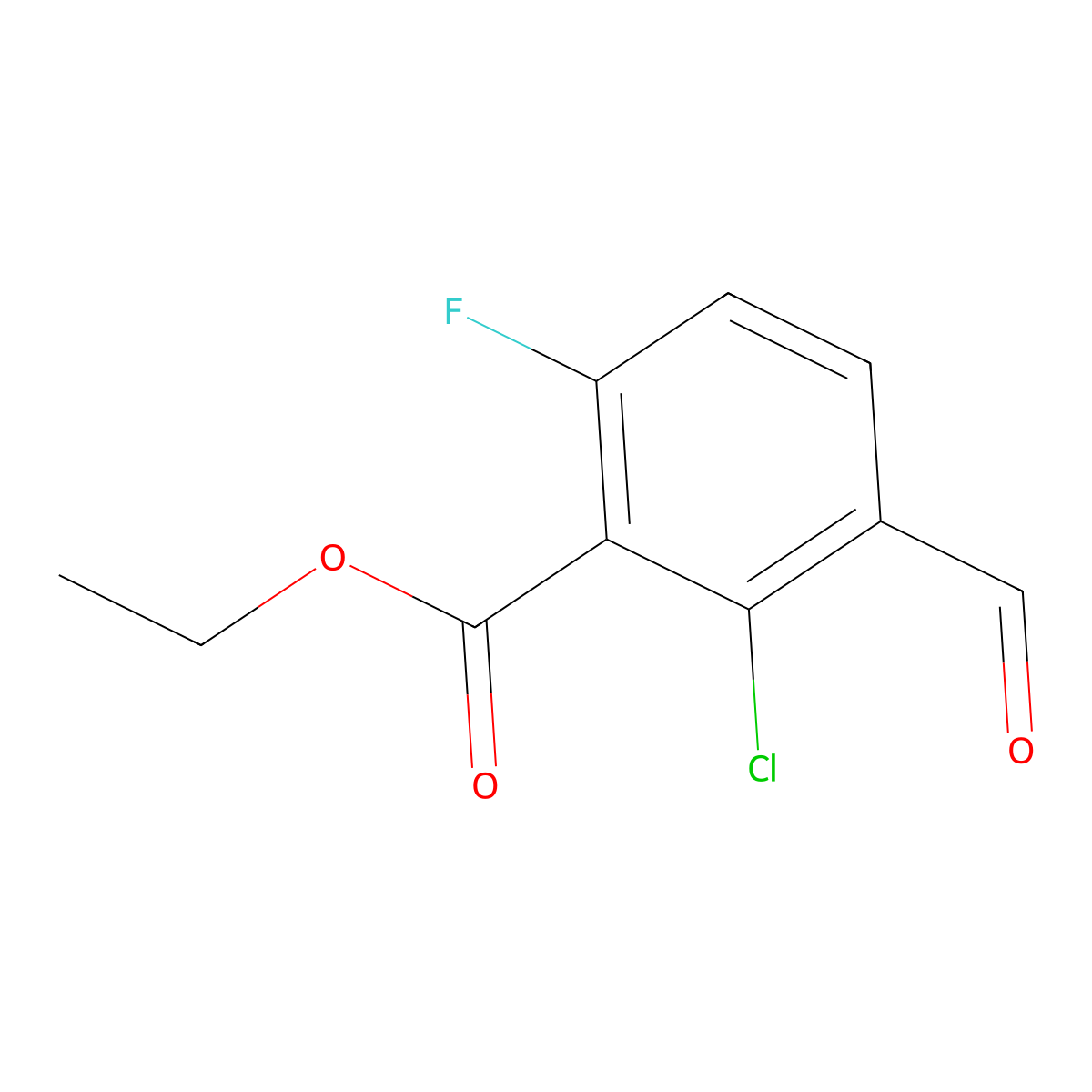 Ethyl 2-chloro-6-fluoro-3-formylbenzoate molecular structure, CAS 2384357-56-4