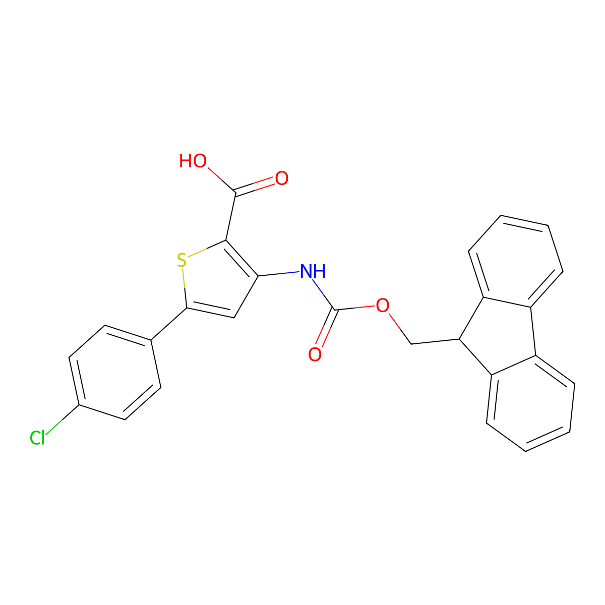 5-(4-chlorophenyl)-3-({[(9H-fluoren-9-yl)methoxy]carbonyl}amino)thiophene-2-carboxylic acid molecular structure, CAS 2384362-06-3