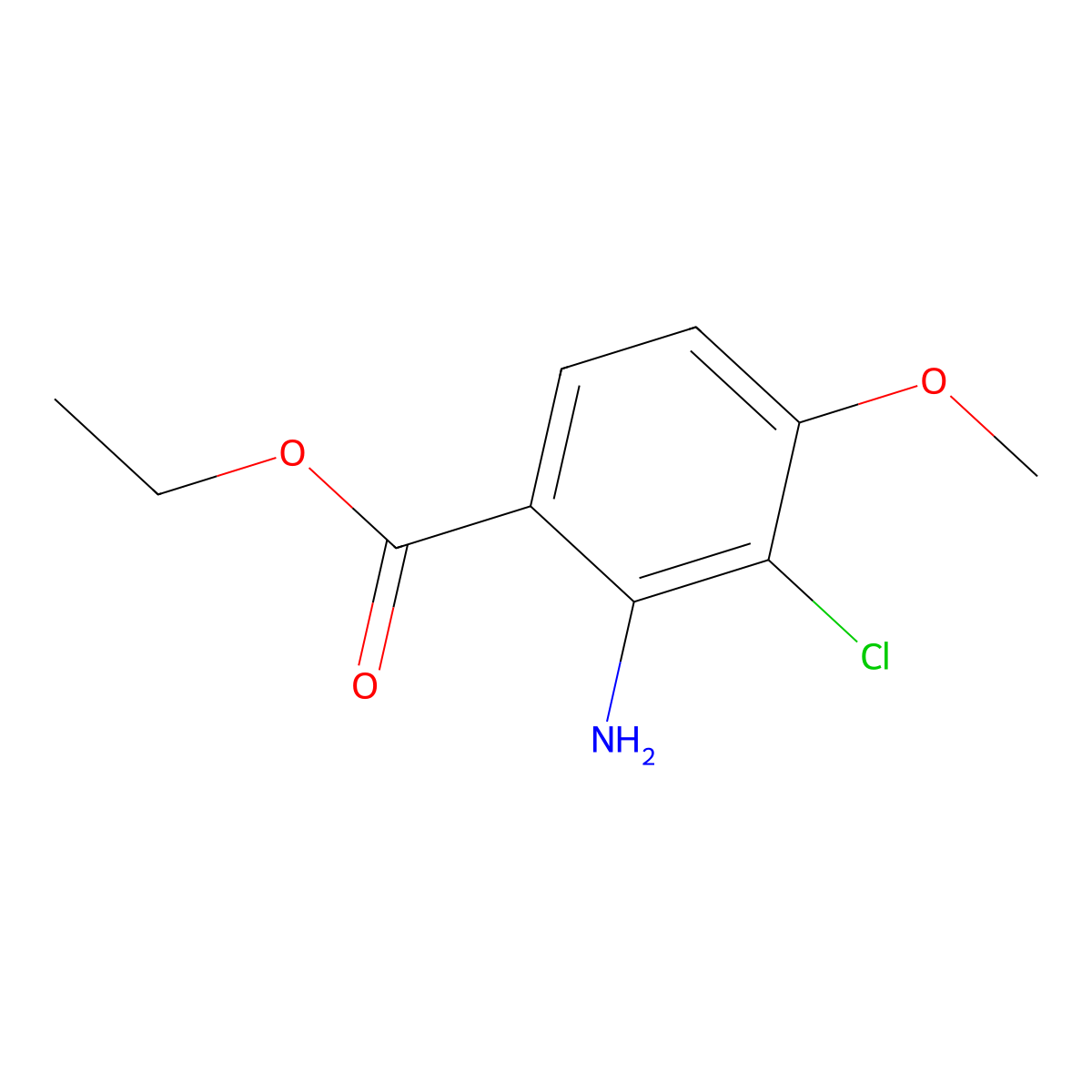 Ethyl 2-amino-3-chloro-4-methoxybenzoate molecular structure, CAS 2384363-52-2