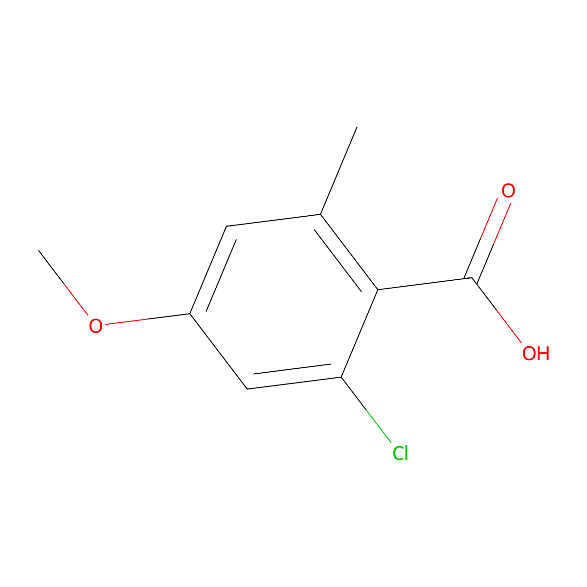 2-Chloro-4-methoxy-6-methylbenzoic acid molecular structure, CAS 2384367-63-7