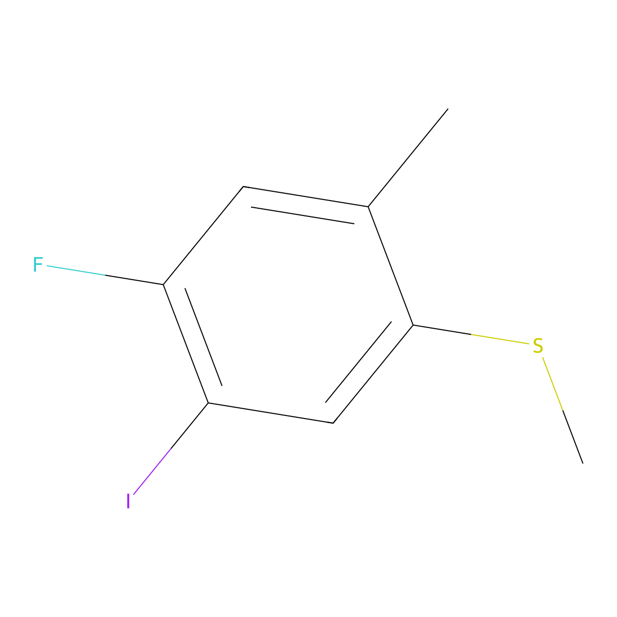 (4-Fluoro-5-iodo-2-methylphenyl)(methyl)sulfane molecular structure, CAS 2384373-31-1
