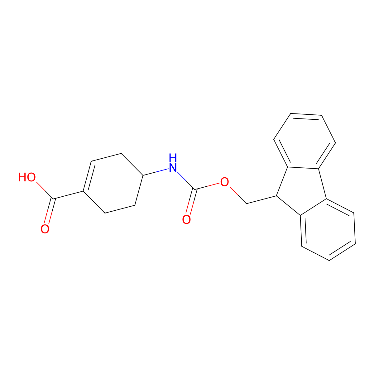 4-(9H-Fluoren-9-ylmethoxycarbonylamino)cyclohexene-1-carboxylic acid molecular structure, CAS 2384373-81-1