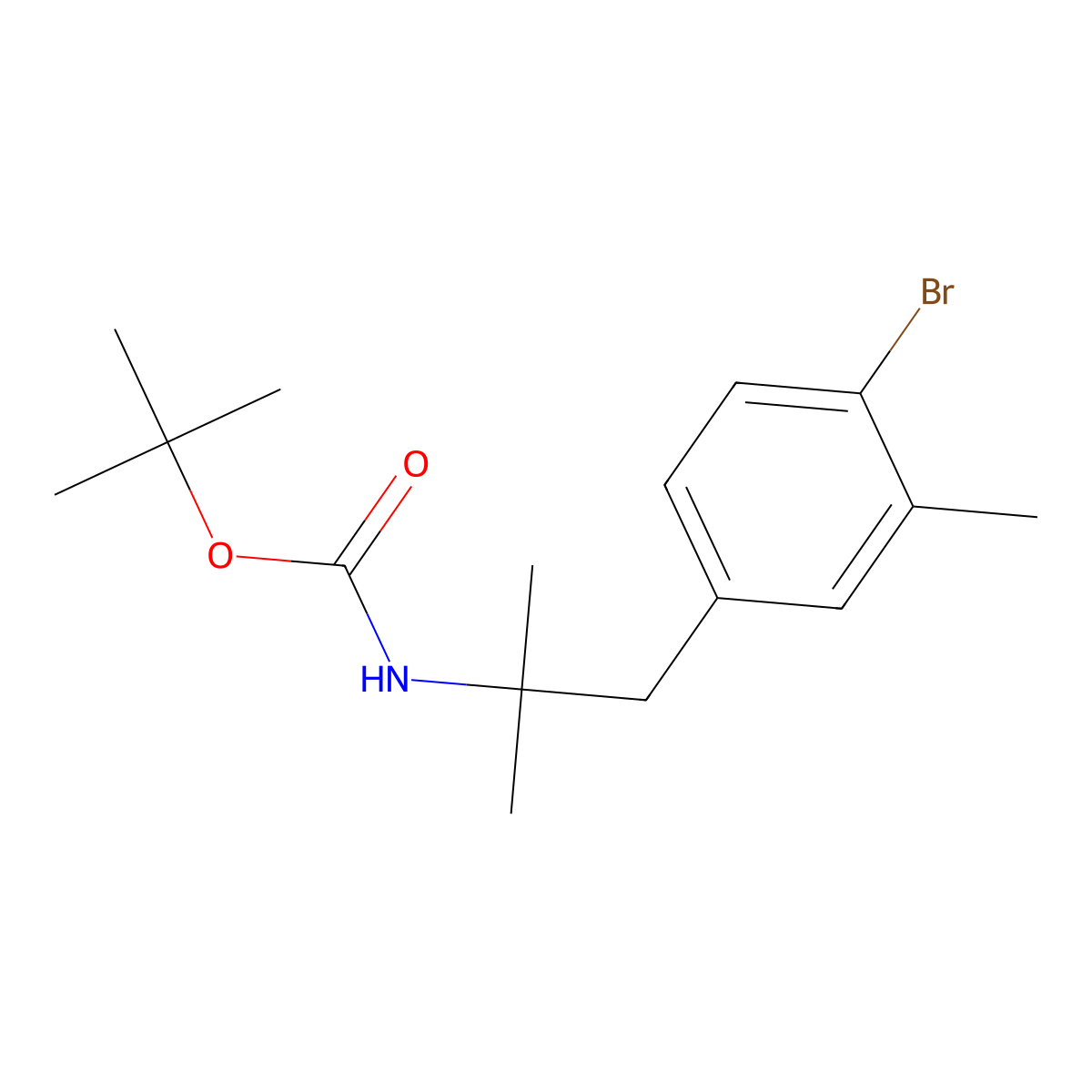 tert-butyl N-[1-(4-bromo-3-methylphenyl)-2-methylpropan-2-yl]carbamate molecular structure, CAS 2384382-46-9