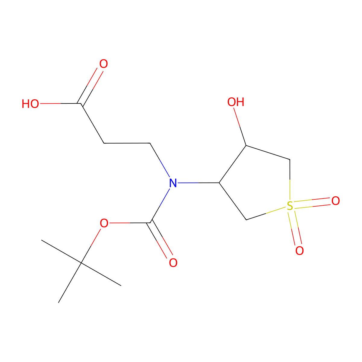 3-{[(Tert-butoxy)carbonyl](4-hydroxy-1,1-dioxo-1lambda6-thiolan-3-yl)amino}propanoic acid molecular structure, CAS 2384389-76-6