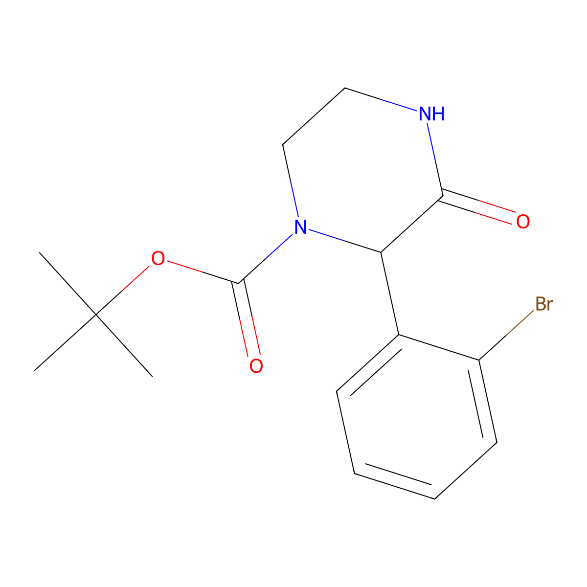 Tert-butyl 2-(2-bromophenyl)-3-oxopiperazine-1-carboxylate molecular structure, CAS 2384394-02-7