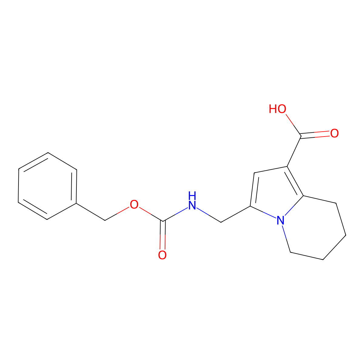 3-({[(Benzyloxy)carbonyl]amino}methyl)-5,6,7,8-tetrahydroindolizine-1-carboxylic acid molecular structure, CAS 2384411-38-3