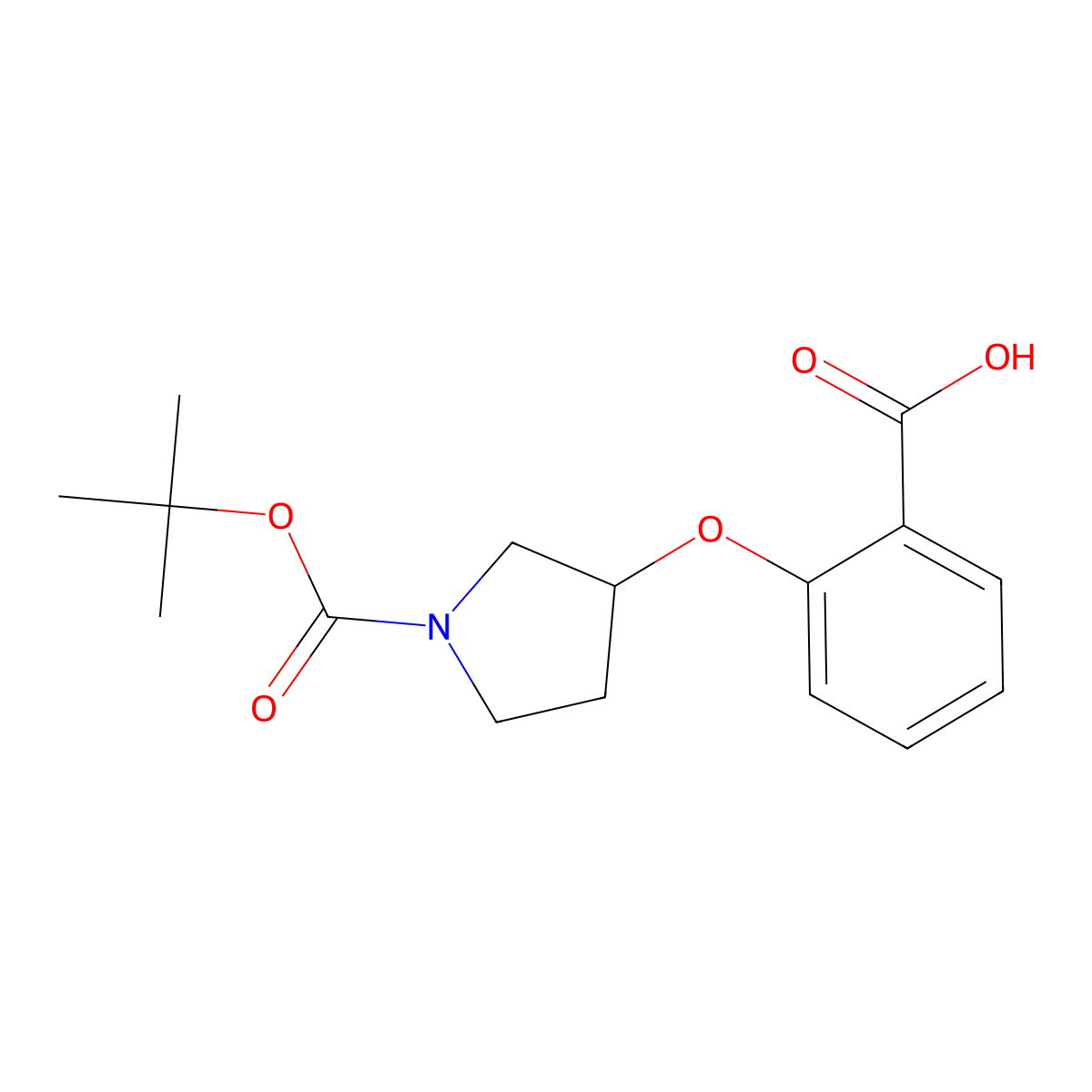 2-({1-[(Tert-butoxy)carbonyl]pyrrolidin-3-yl}oxy)benzoic acid molecular structure, CAS 2384413-11-8
