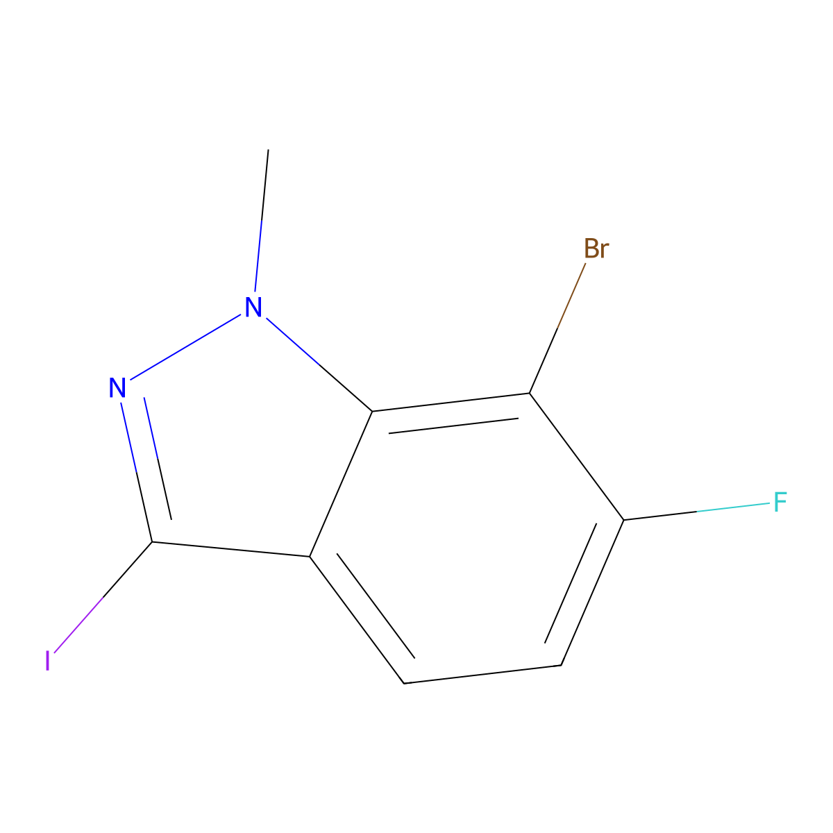 7-bromo-6-fluoro-3-iodo-1-methyl-1H-indazole molecular structure, CAS 2384413-47-0
