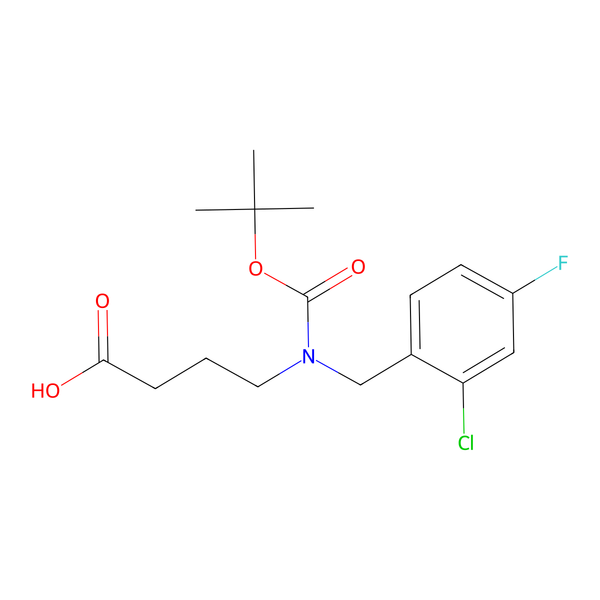 4-{[(Tert-butoxy)carbonyl][(2-chloro-4-fluorophenyl)methyl]amino}butanoic acid molecular structure, CAS 2384414-54-2