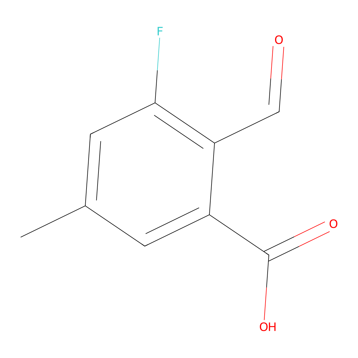 3-Fluoro-2-formyl-5-methylbenzoic acid molecular structure, CAS 2384415-10-3