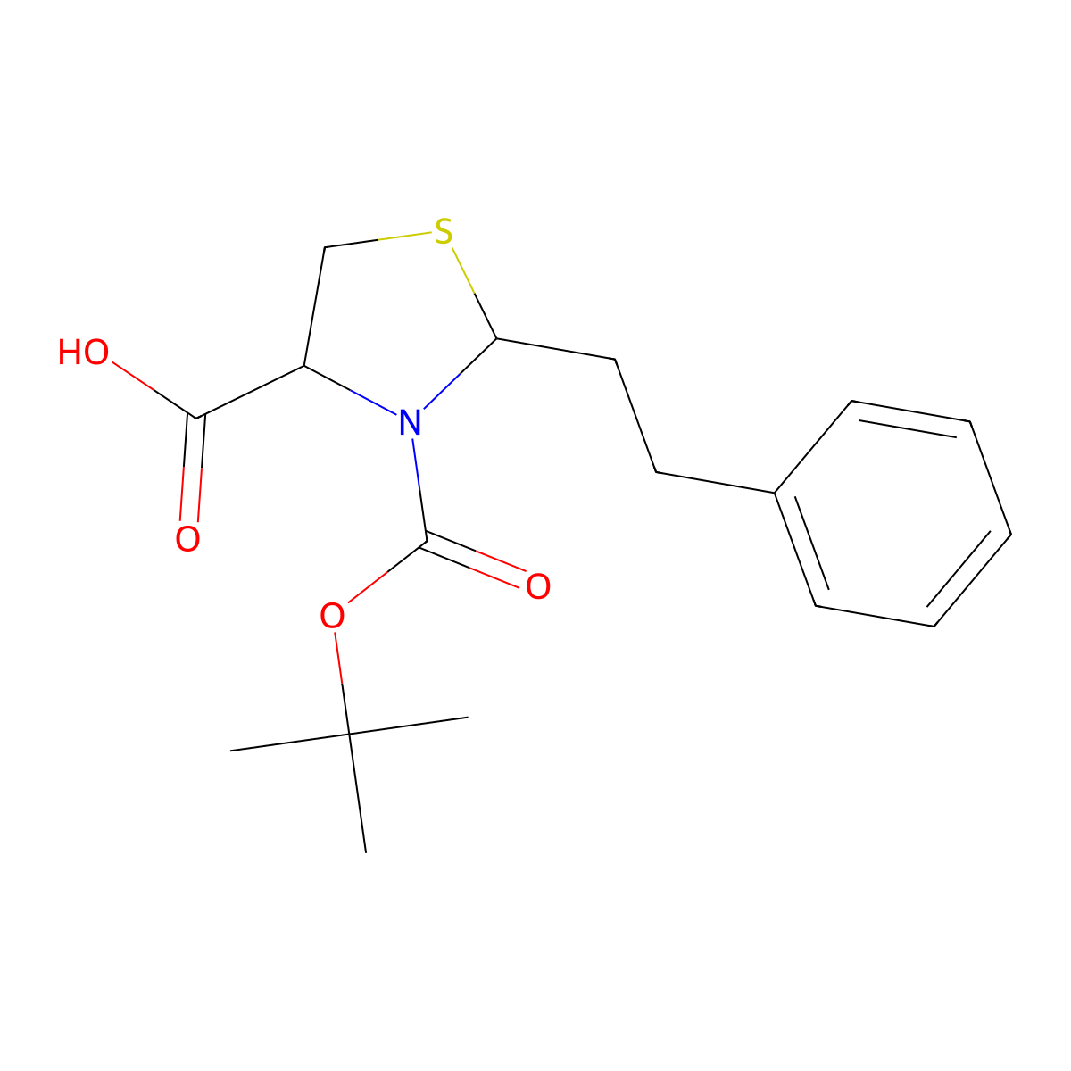 3-[(Tert-butoxy)carbonyl]-2-(2-phenylethyl)-1,3-thiazolidine-4-carboxylic acid molecular structure, CAS 2384415-66-9