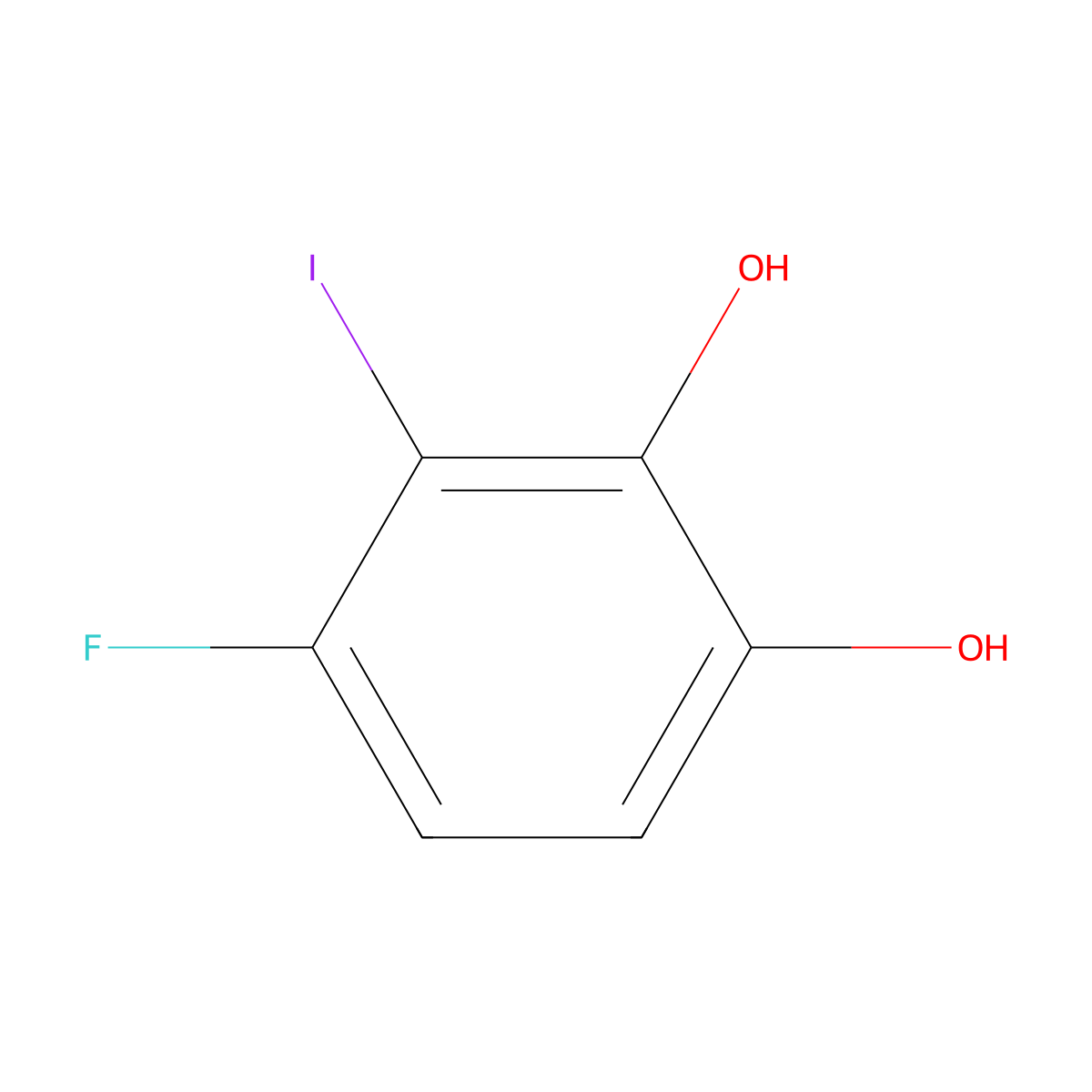 4-Fluoro-3-iodobenzene-1,2-diol molecular structure, CAS 2384418-13-5
