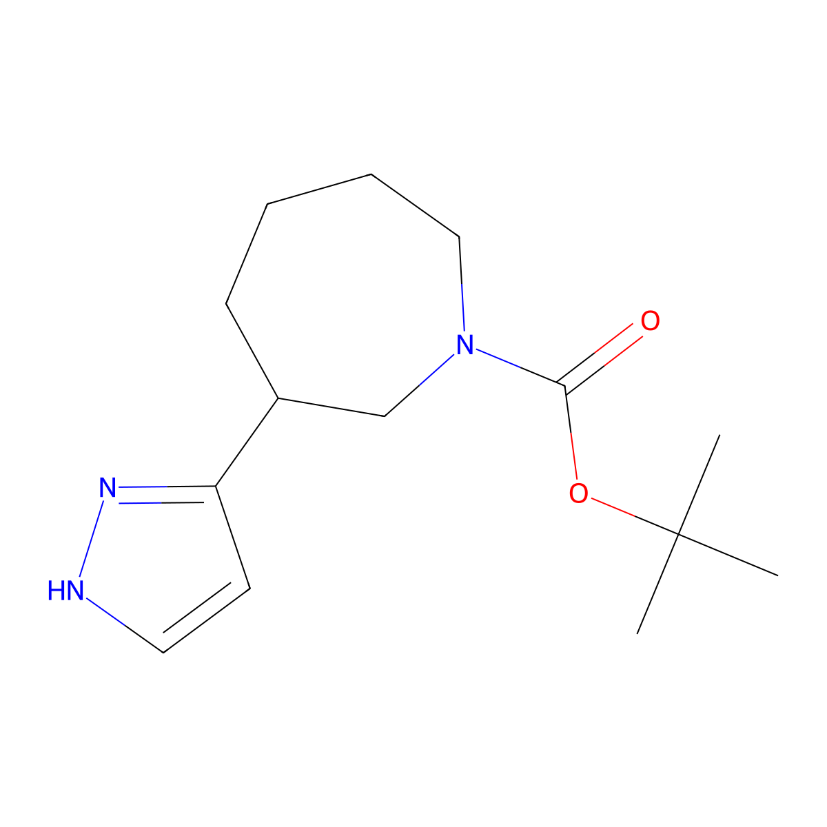 tert-butyl 3-(1H-pyrazol-3-yl)azepane-1-carboxylate molecular structure, CAS 2384419-32-1