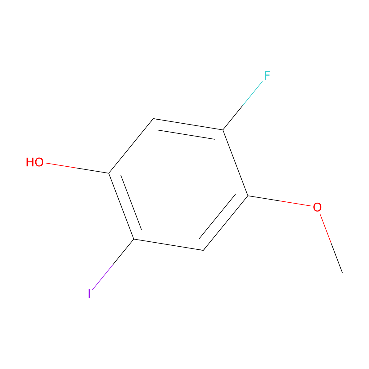 5-Fluoro-2-iodo-4-methoxyphenol molecular structure, CAS 2384422-43-7