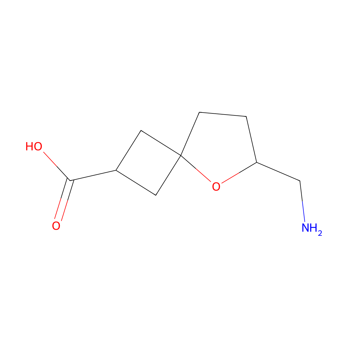 6-(Aminomethyl)-5-oxaspiro[3.4]octane-2-carboxylic acid molecular structure, CAS 2384428-69-5