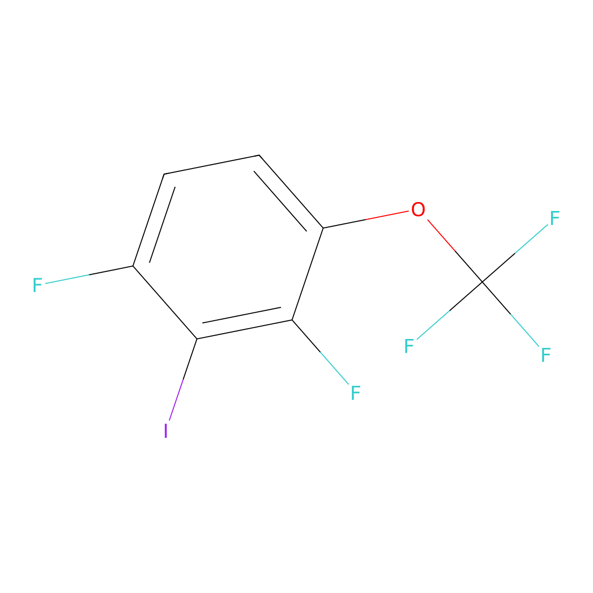 1,3-Difluoro-2-iodo-4-(trifluoromethoxy)benzene molecular structure, CAS 2384430-21-9