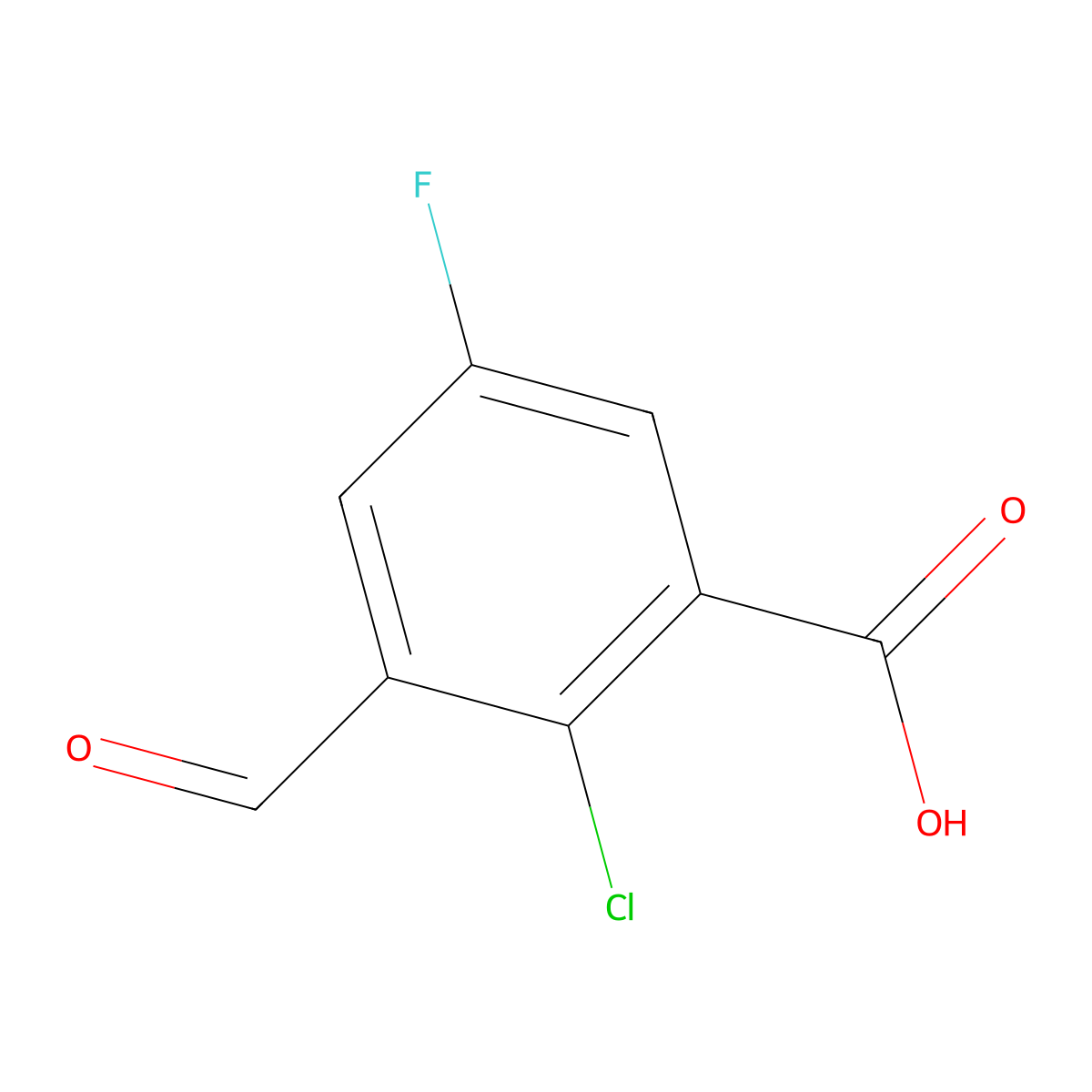 2-Chloro-5-fluoro-3-formylbenZoic acid molecular structure, CAS 2384449-98-1