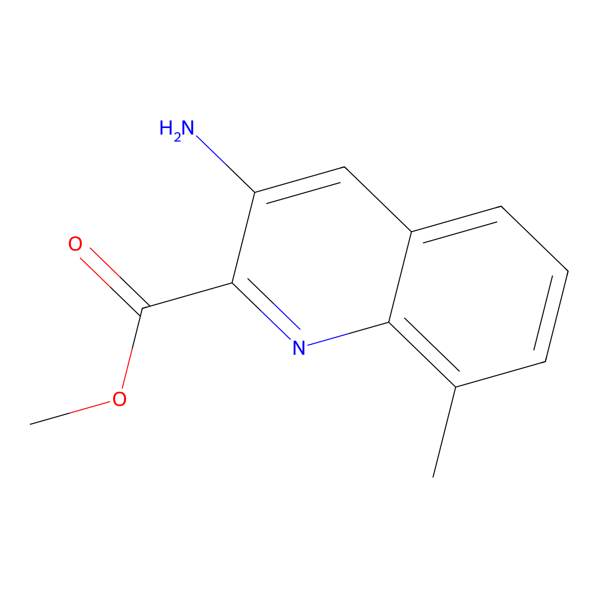 Methyl 3-amino-8-methylquinoline-2-carboxylate molecular structure, CAS 2384451-68-5
