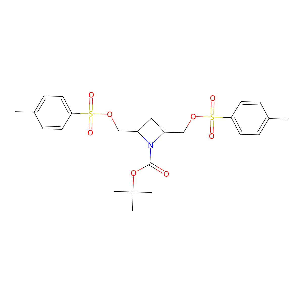 Tert-butylcis-2,4-bis(p-tolylsulfonyloxymethyl)azetidine-1-carboxylate molecular structure, CAS 2384452-46-2