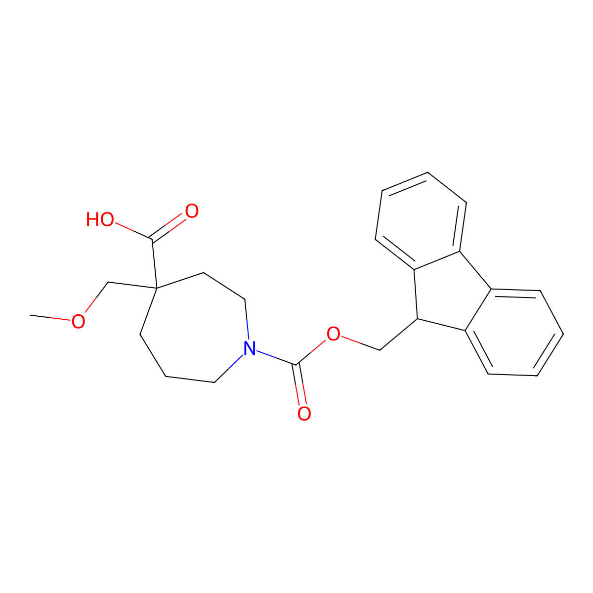 1-{[(9H-fluoren-9-yl)methoxy]carbonyl}-4-(methoxymethyl)azepane-4-carboxylic acid molecular structure, CAS 2384455-78-9