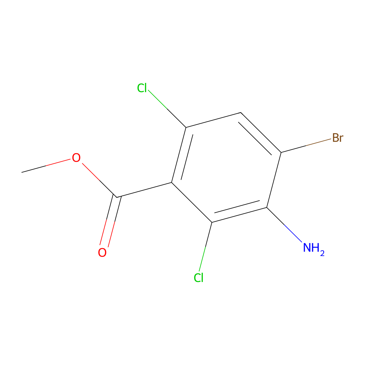 Methyl 3-amino-4-bromo-2,6-dichlorobenzoate molecular structure, CAS 2384456-24-8