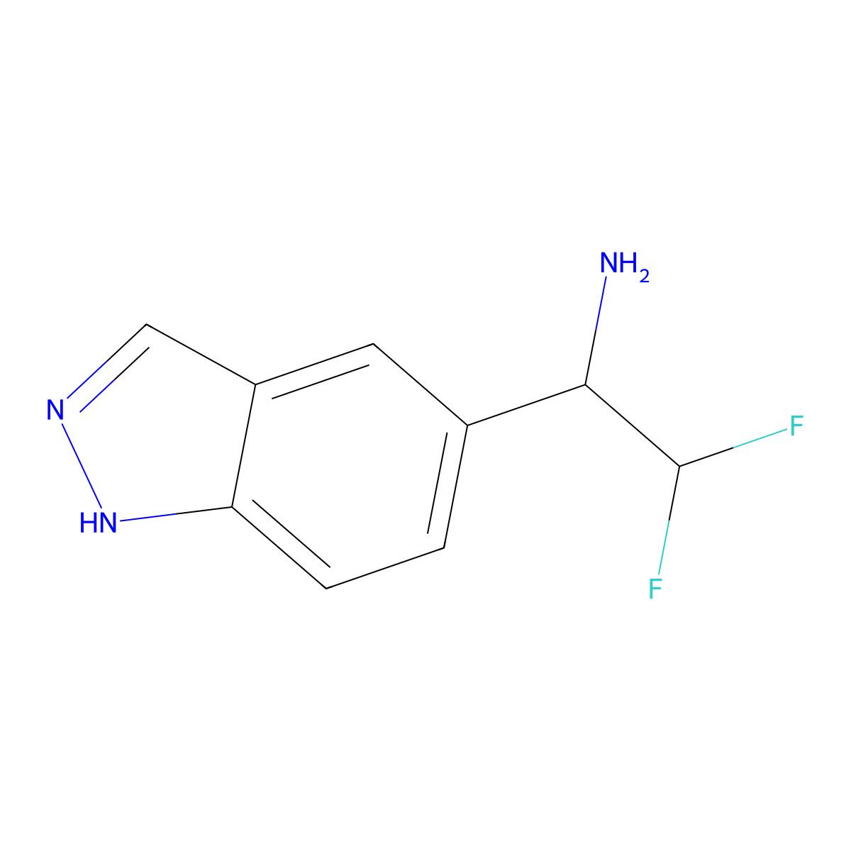2,2-difluoro-1-(1H-indazol-5-yl)ethanamine molecular structure, CAS 2384474-44-4