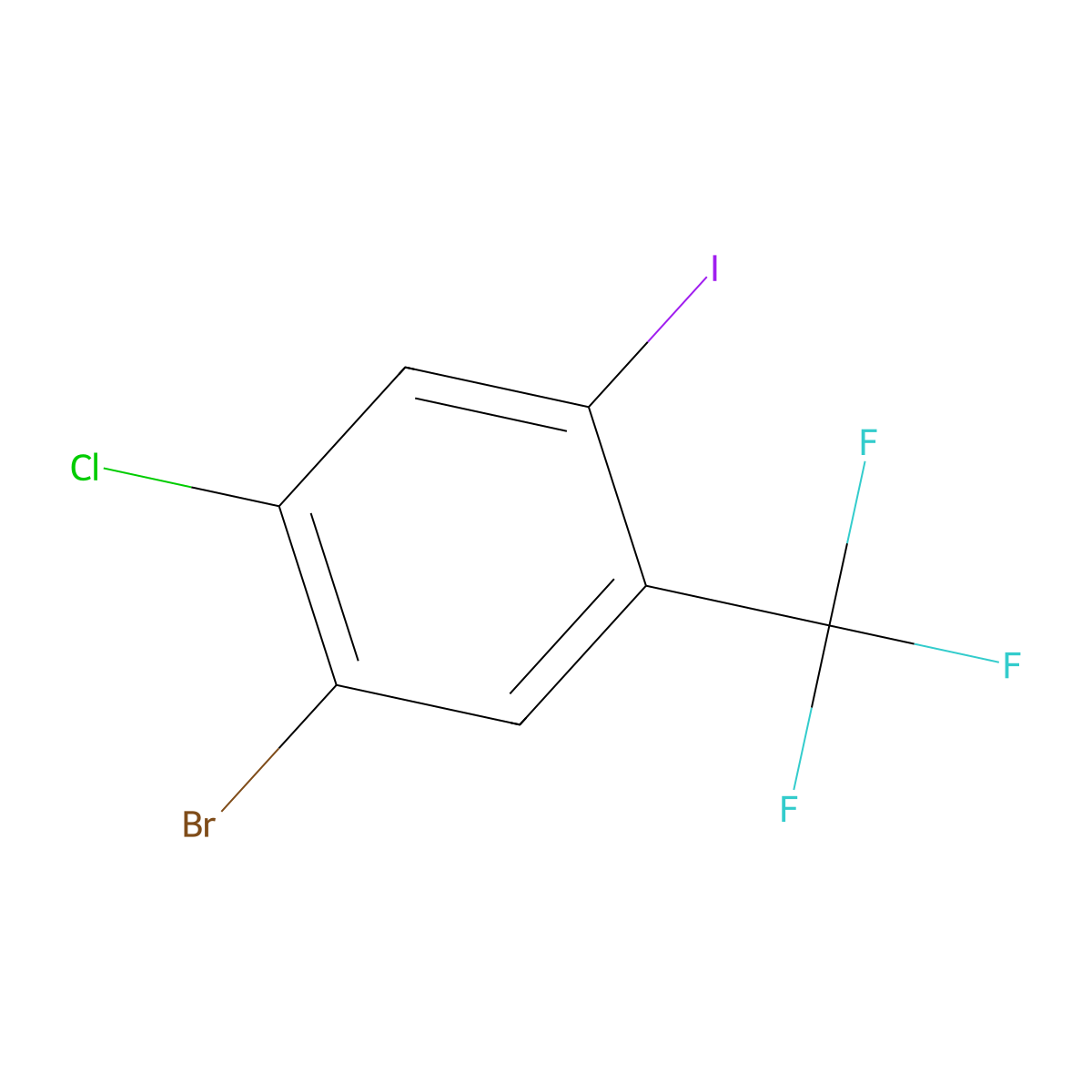 1-Bromo-2-chloro-4-iodo-5-(trifluoromethyl)benzene molecular structure, CAS 2384481-77-8