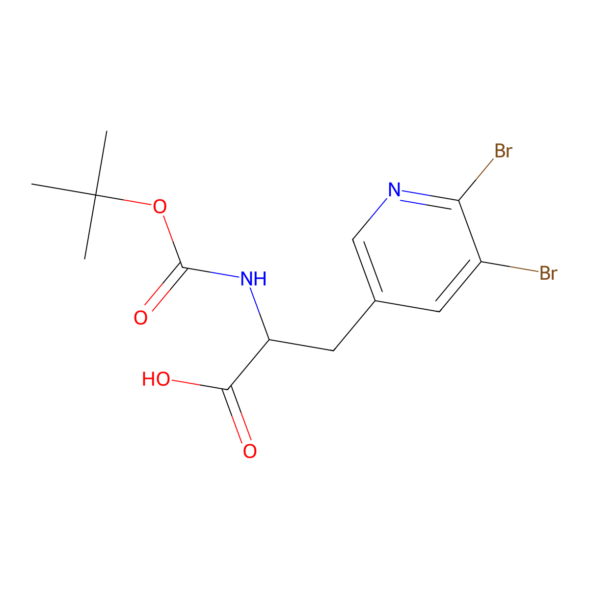2-{[(Tert-butoxy)carbonyl]amino}-3-(5,6-dibromopyridin-3-yl)propanoic acid molecular structure, CAS 2384483-39-8