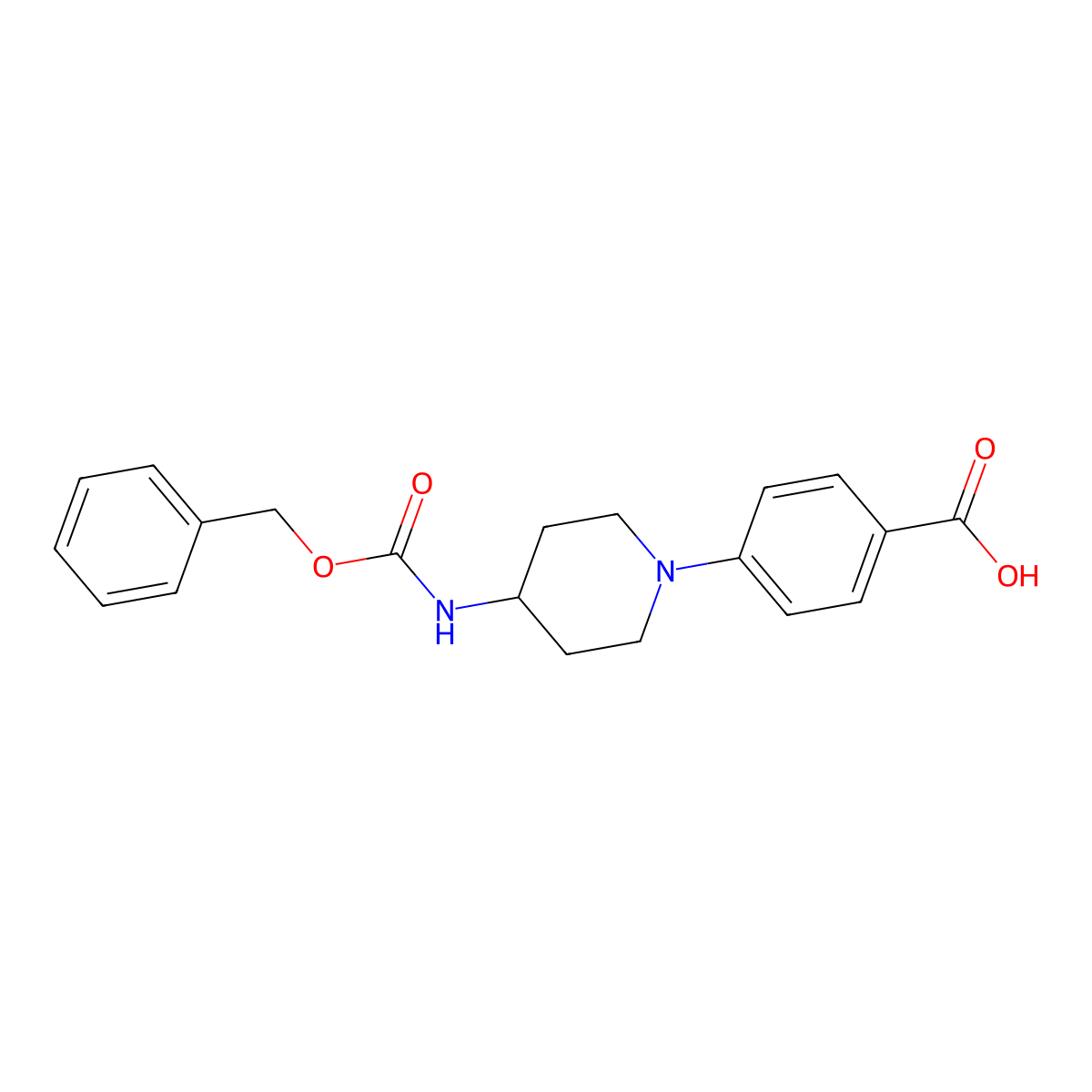 4-(4-{[(Benzyloxy)carbonyl]amino}piperidin-1-yl)benzoic acid molecular structure, CAS 2384484-50-6