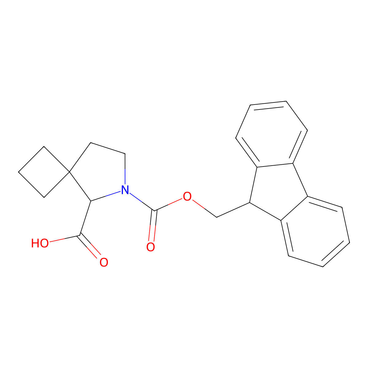 6-{[(9H-fluoren-9-yl)methoxy]carbonyl}-6-azaspiro[3.4]octane-5-carboxylic acid molecular structure, CAS 2384488-19-9