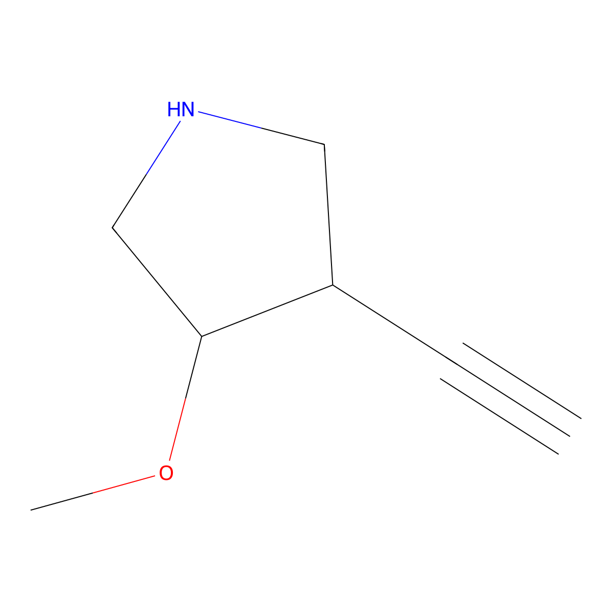 3-Ethynyl-4-methoxypyrrolidine molecular structure, CAS 2384490-14-4