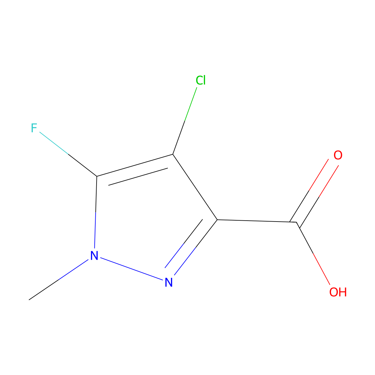 4-Chloro-5-fluoro-1-methyl-1H-pyrazole-3-carboxylic acid molecular structure, CAS 2384493-07-4