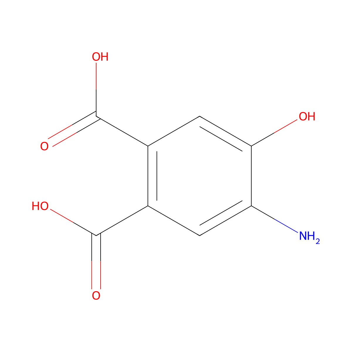 4-Amino-5-hydroxybenzene-1,2-dicarboxylicacid molecular structure, CAS 2384497-19-0
