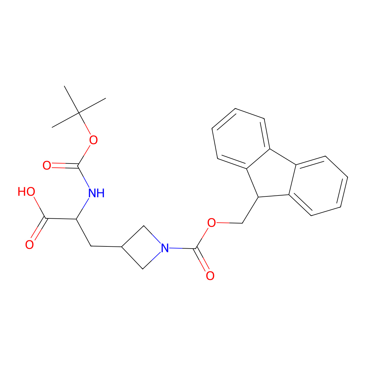 2-{[(tert-butoxy)carbonyl]amino}-3-(1-{[(9H-fluoren-9-yl)methoxy]carbonyl}azetidin-3-yl)propanoic acid molecular structure, CAS 2384499-22-1