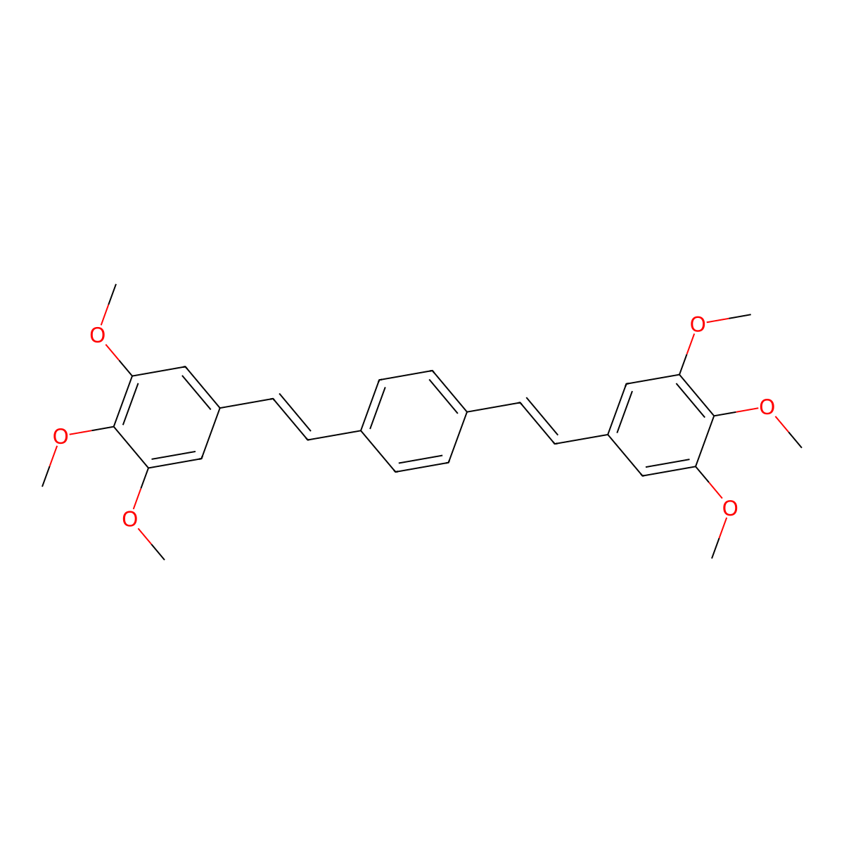 Benzene, 1,4-bis[2-(3,4,5-trimethoxyphenyl)ethenyl]- molecular structure, CAS 23845-73-0